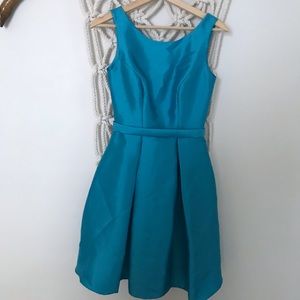 ✂️ Teal bridesmaid tea dress with pockets